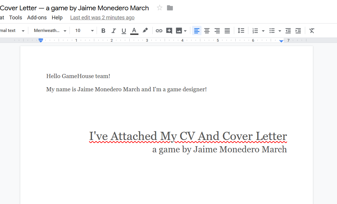 I Ve Attached My Cv And Cover Letter Jaime Monedero March